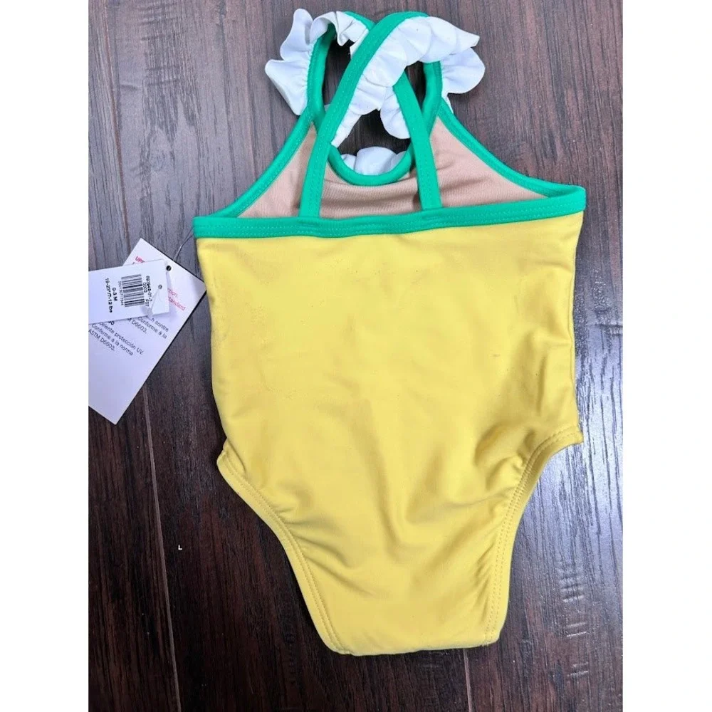 Lot of Old Navy Baby Girl 0-3 Month Romper and Swimsuit Strawberry Stripe Yellow
